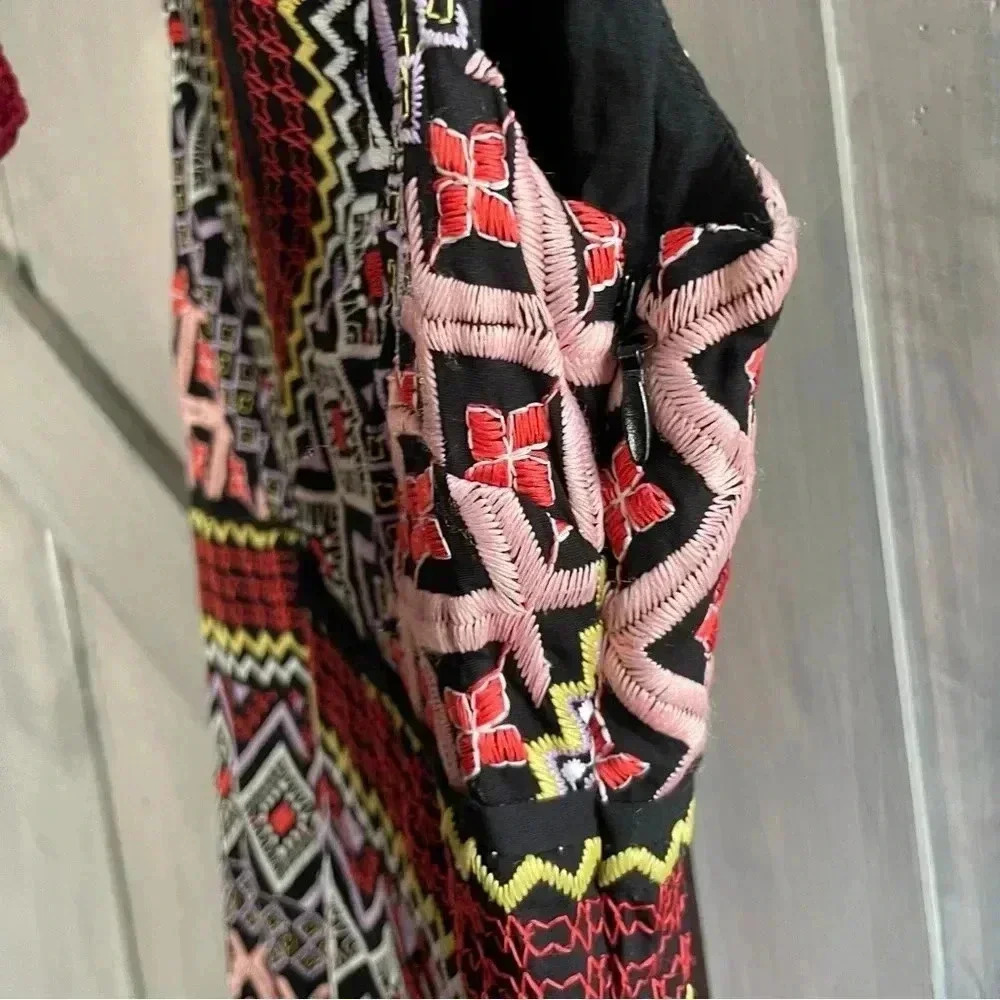 Akemi & Kin Embroidered V Neck Midi Dress |‎ Anthropologie | size 4 - Picture 11 of 16